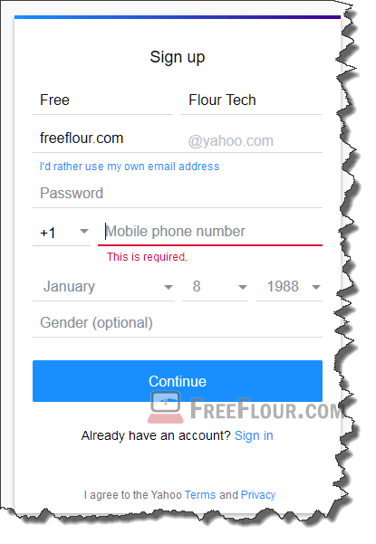 Sign Up for Yahoo Account Without Mobile Phone Number