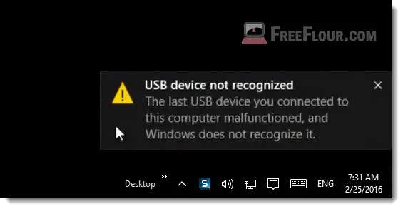 USB Device Not Recognized in Windows 10 Error Fix code 43