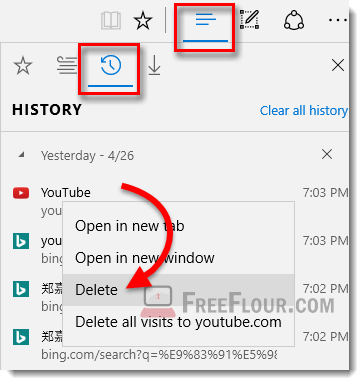 delete browsing history in microsoft edge