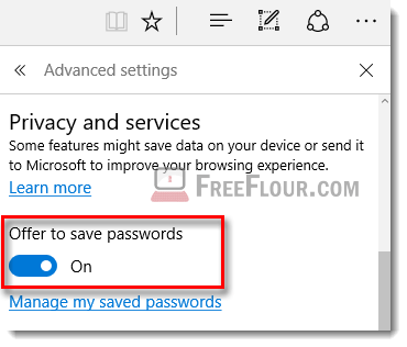 disable turn off remember passwords in microsoft edge