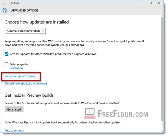 how to check update history windows 10