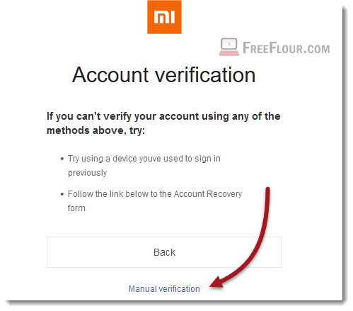 mi account verification code manual