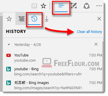 remove clear all browsing history in microsoft edge