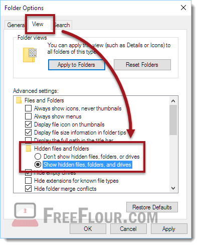 show hidden files folders windows 10