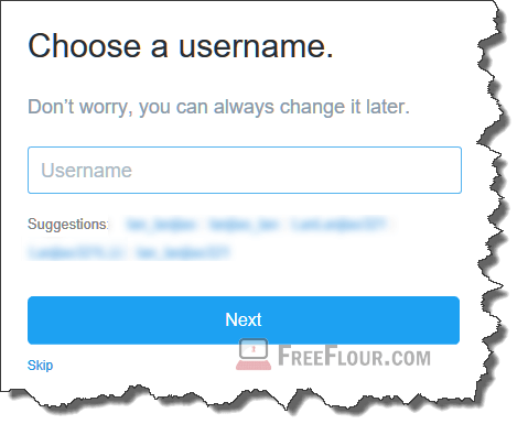 twitter sign up choose username